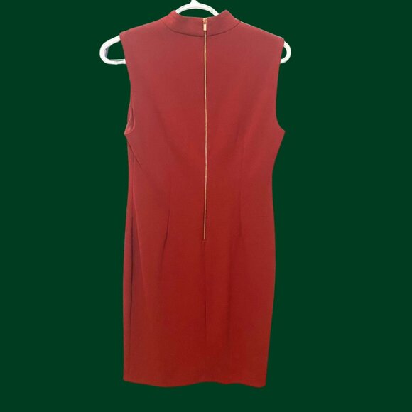๐ฅ Calvin Klein Red Sleeveless Zip-Back Sheath Dress โ Size 6 | Keyhole Neckline - Picture 5 of 10